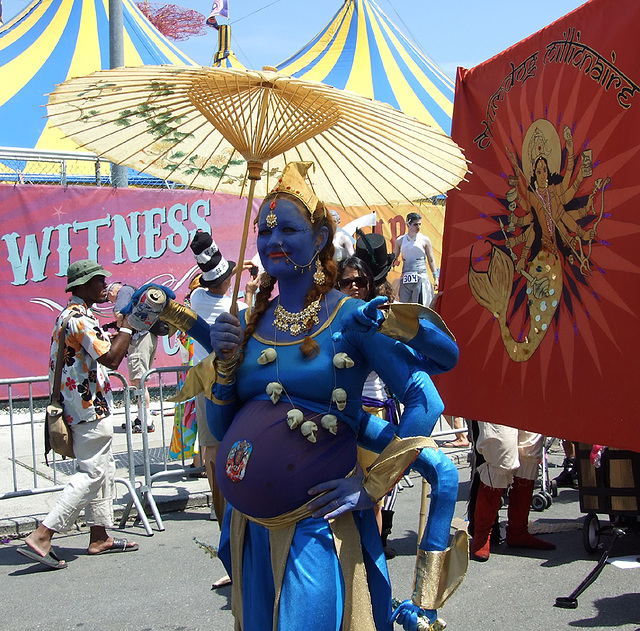 The Goddess Durga (?) in the Chumdog Millionaire Group at the Coney Island Mermaid Parade, June 2010