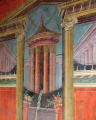 Detail of a Round Temple in the Bedroom from the Roman Villa of Villa of P. Fannius Synistor at Boscoreale in the Metropolitan Museum of Art, Sept. 2007