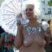Platinum Blonde Mermaid with a Parasol at the Coney Island Mermaid Parade, June 2010