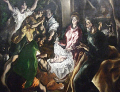 Detail of The Adoration of the Shepherds by El Greco in the Metropolitan Museum of Art, December 2010