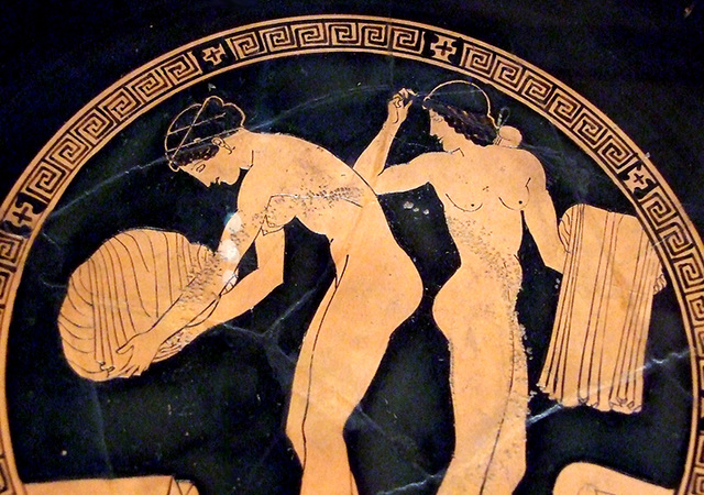 Detail of a Kylix with Two Nude Women in the Tondo in the Metropolitan Museum of Art, Sept. 2007