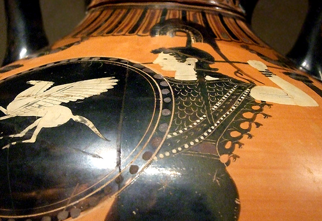 Detail of a Panathenaic Amphora Attributed to the Kleophrades Painter in the Metropolitan Museum of Art, February 2008