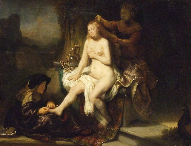 Detail of The Toilet of Bathsheba by Rembrandt in the Metropolitan Museum of Art, December 2010