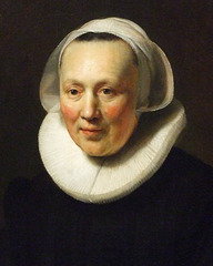 Detail of a Portrait of a Woman by Rembrandt in the Metropolitan Museum of Art, December 2010