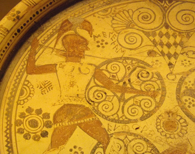 Detail of a Plate with Menelaos and Hektor Fighting over the Body of Euphorbos in the British Museum, May 2014