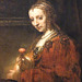 Detail of Woman with a Pink by Rembrandt in the Metropolitan Museum of Art, December 2010