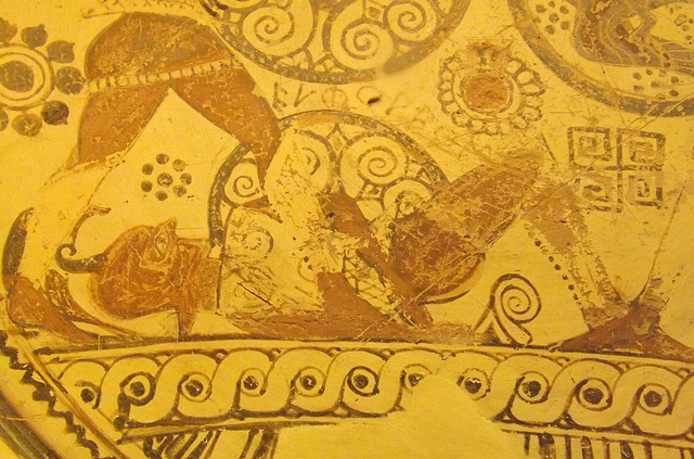Detail of a Plate with Menelaos and Hektor Fighting over the Body of Euphorbos in the British Museum, May 2014