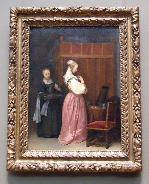 A Young Woman at Her Toilet with a Maid by Gerard ter Borch in the Metropolitan Museum of Art, January 2010