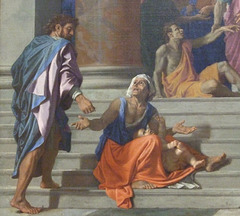 Detail of Saints Peter and John Healing the Lame Man by Poussin in the Metropolitan Museum of Art, December 2010