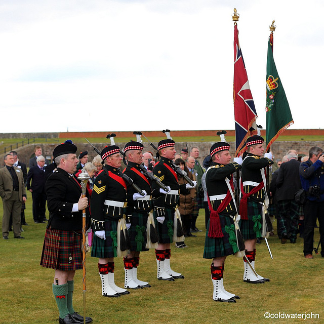 The Fort George Colours Party presenting the new Colours to HRH The Prince Philip