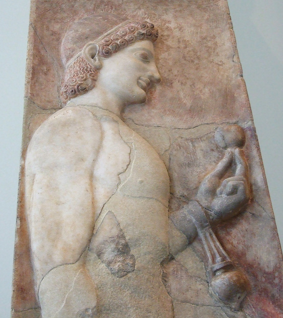 Detail of a Marble Stele of a Youth and a Little Girl in the Metropolitan Museum of Art, September 2009