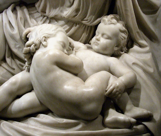 Detail of Latona and her Children, Apollo and Diana by William Henry Rinehart in the Metropolitan Museum of Art, Jan. 2010