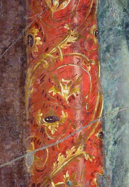 Detail of a Jeweled Column in the Bedroom from the Roman Villa of Villa of P. Fannius Synistor at Boscoreale in the Metropolitan Museum of Art, Sept. 2007