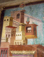 Detail of a Seaside Villa in the Bedroom from the Roman Villa of Villa of P. Fannius Synistor at Boscoreale in the Metropolitan Museum of Art, Sept. 2007