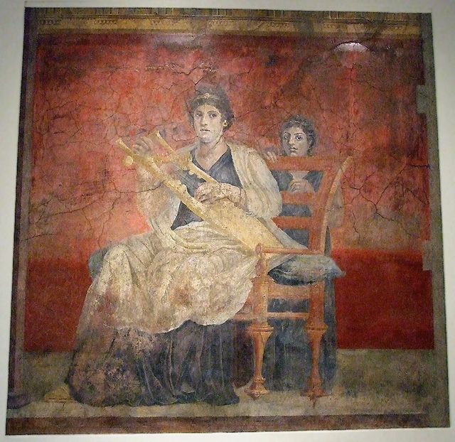 Seated Woman Playing a Kithara Wall Painting from the Villa of P. Fannius Synistor at Boscoreale in the Metropolitan Museum of Art, Sept. 2007