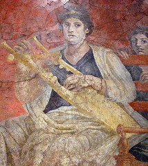 Detail of the Seated Woman Playing a Kithara Wall Painting from the Villa of P. Fannius Synistor at Boscoreale in the Metropolitan Museum of Art, Sept. 2007