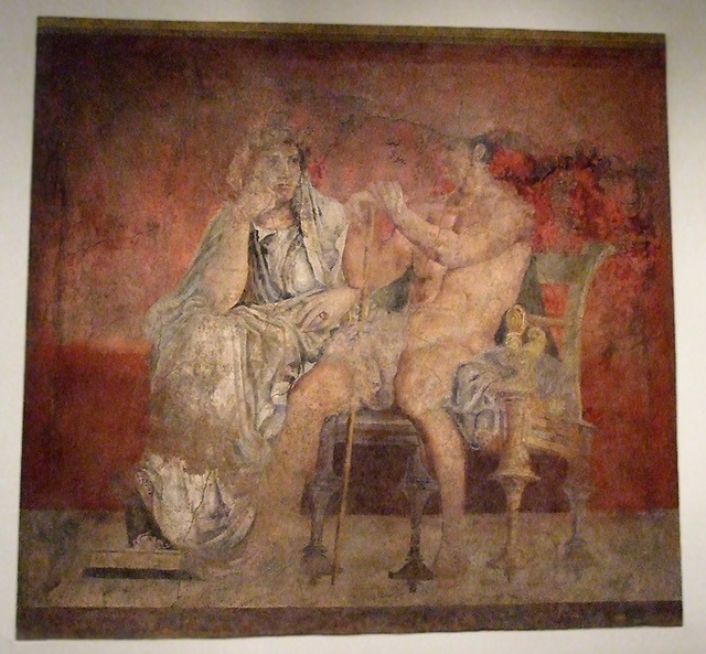 Man and Woman Seated Side by Side Wall Painting from the Villa of P. Fannius Synistor at Boscoreale in the Metropolitan Museum of Art, Sept. 2007