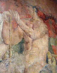 Detail of the Man and Woman Seated Side by Side Wall Painting from the Villa of P. Fannius Synistor at Boscoreale in the Metropolitan Museum of Art, Sept. 2007