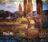 Garden Landscape and Fountain (Detail) of a Mosaic Fountain by Louis Comfort Tiffany in the Metropolitan Museum of Art, Sept. 2006