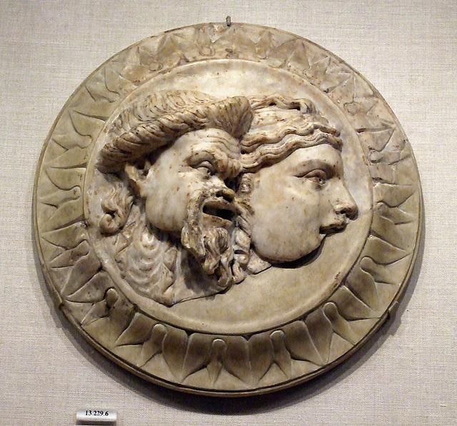 Marble Disc with Two Theatre Masks in Relief in the Metropolitan Museum of Art, Sept. 2007