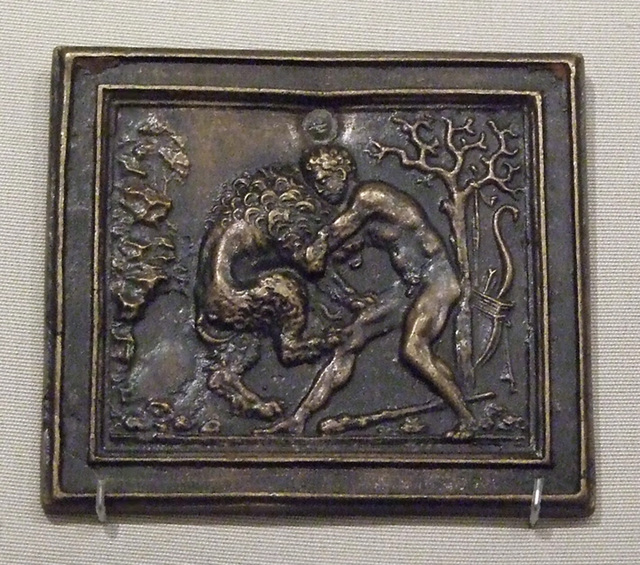 Hercules Strangling the Nemean Lion in the Style of Moderno in the Metropolitan Museum of Art, January 2011