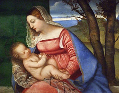 Detail of the Madonna and Child by Titian in the Metropolitan Museum of Art, August 2010