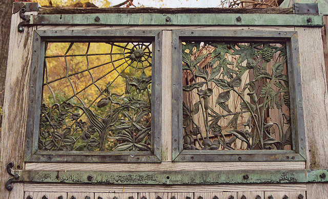 Wooden Door With Decorative Panels at the Brooklyn Botanic Garden, Nov. 2006