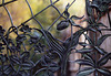 Decorative Panel of a Spider's Web at the Brooklyn Botanic Garden, Nov. 2006
