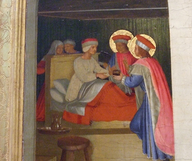 Detail of The Healing of Palladia by St. Cosmas and St. Damian by Fra Angelico in the National Gallery, September 2009