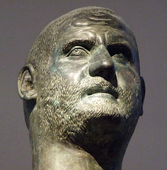 Detail of the Head of the Monumental Bronze Statue of the Emperor Trebonianus Gallus in the Metropolitan Museum of Art, July 2007