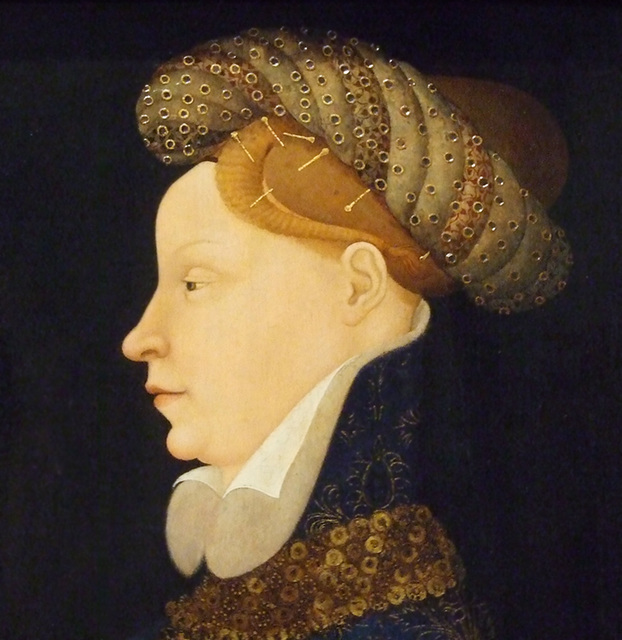 Detail of a Franco-Flemish Profile Portrait of a Lady in the National Gallery, September 2009