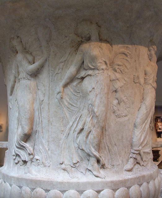 Detail of a Marble Calyx Krater with Reliefs of Maidens and Maenads in the Metropolitan Museum of Art, Sept. 2007