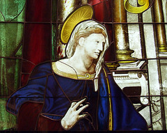Detail of the Virgin Annunciate Stained Glass in the Metropolitan Museum of Art, August 2007
