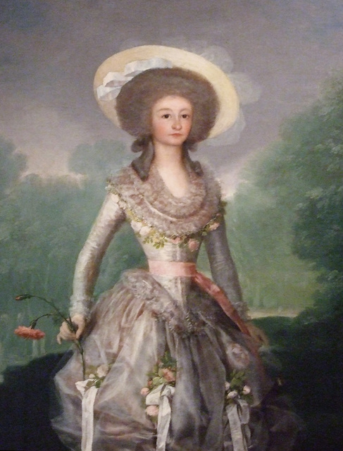 Detail of The Marquesa de Pontejos by Goya in the National Gallery, September 2009