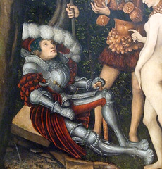 Detail of the Judgment of Paris by Cranach in the Metropolitan Museum of Art, December 2007