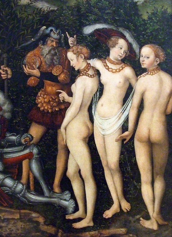 Detail of the Judgment of Paris by Cranach in the Metropolitan Museum of Art, December 2007