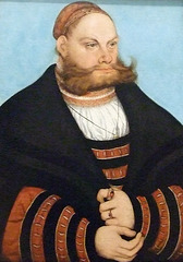 Detail of the Portrait of a Man in a Gold Embroidered Cap by Cranach in the Metropolitan Museum of Art, September 2008