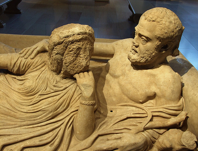 Detail of a Sarcophagus Lid with a Reclining Couple in the Metropolitan Museum of Art, July 2007