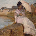 Detail of Harbor at Lorient by Morisot in the National Gallery, September 2009