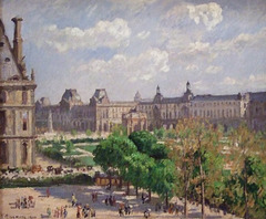 Detail of Place du Carrousel, Paris by Pissarro in the National Gallery, September 2009