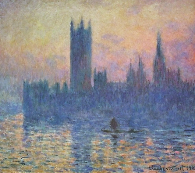 Detail of The Houses of Parliament, Sunset by Monet in the National Gallery, September 2009
