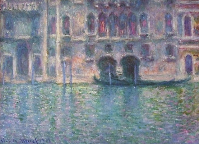 Detail of Palazzo da Mula, Venice by Monet in the National Gallery, September 2009