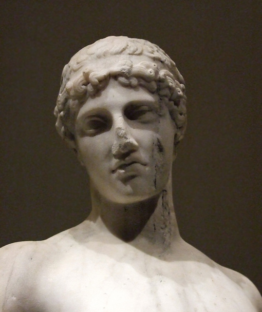 Detail of a Marble Statue of a Youth in the Metropolitan Museum of Art, February 2010