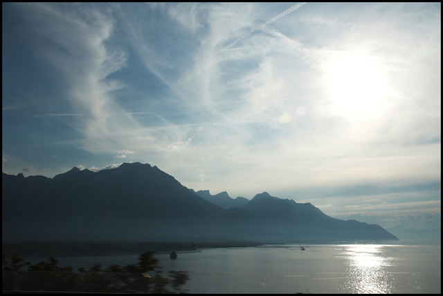 sun over Lake Geneva