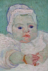 Detail of Roulin's Baby by Van Gogh in the National Gallery, September 2009