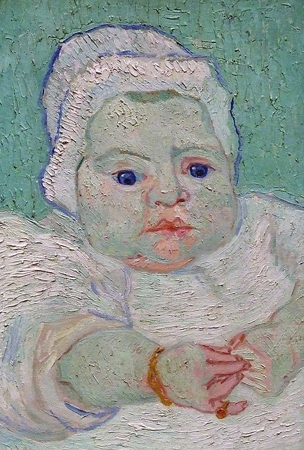 Detail of Roulin's Baby by Van Gogh in the National Gallery, September 2009