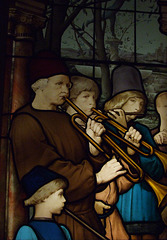 Detail from the Engagement Ball, a 19th Century Stained Glass Triptych in the Metropolitan Museum of Art,  May 2007