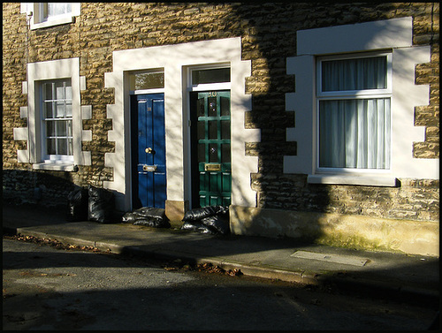 sandbags on the doorsteps