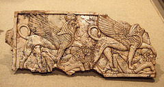 Assyrian Ivory Plaque with Two Winged Sphinxes, each Trampling a Fallen Asiatic in the Metropolitan Museum of Art, February 2008