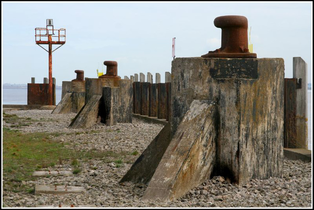 old pier and bollards